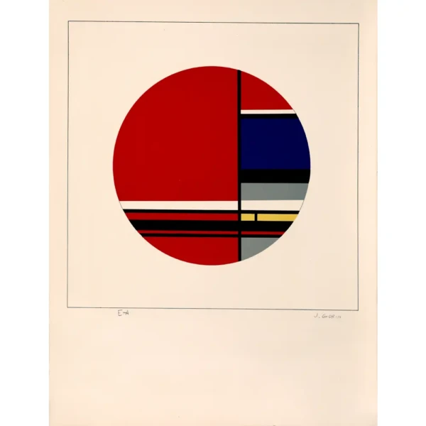 gorin-jean-sans-titre-1 - abstrait - cercle - rouge - bleu - géométrie- bastraction - minimalisme - constructivisme - néoplasticisme - purisme