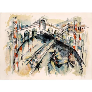 lersy-roger-le-pont-des-soupirs-venise-lithographie couleurs - figurative - romantique