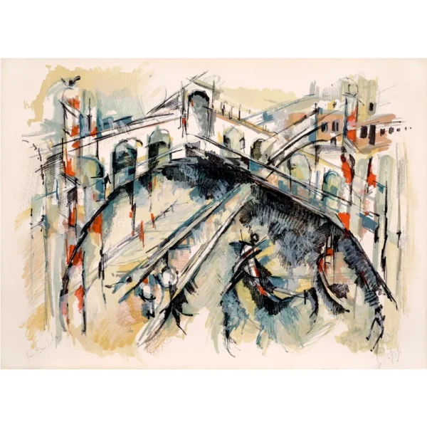 lersy-roger-le-pont-des-soupirs-venise-lithographie couleurs - figurative - romantique