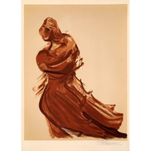 siqueiros-david-alfaro-prison-fantasies-i-2 - figure - femme - drapé - robe - rouge - aplats