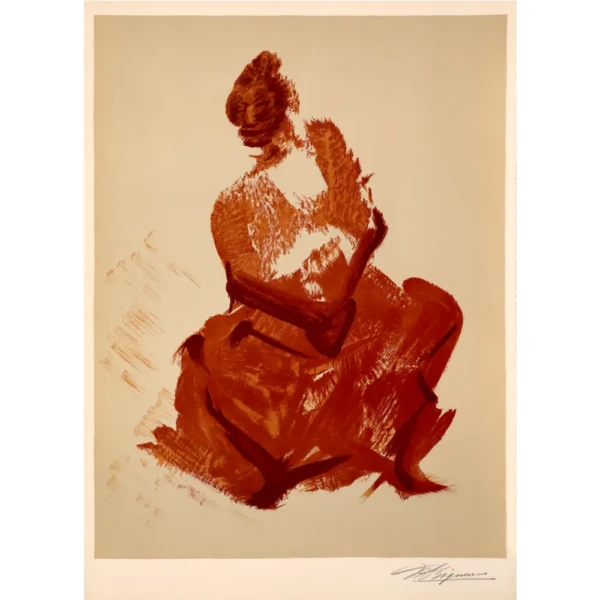 siqueiros-david-alfaro-prison-fantasies-i-3 - figure assise - aplats - drapé - rouge - figure unique
