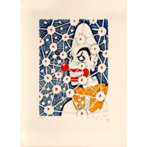 tim-louis-mittelberg-Le Clown - cirque - rire - triste - joie - lithographie couleurs - figuratif