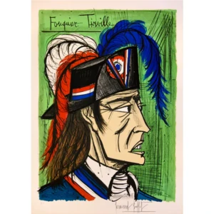 buffet-bernard-1977-la-revolution-francaise-fouquier-tinville-lithographie-14-juillet-art-moderne-expressionisme-figuratif-originale-couleurs-signee-annotee