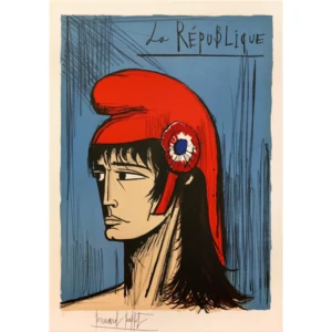 buffet-bernard-1977-la-revolution-francaise-la-republique-lithographie-14-juillet-art-moderne-expressionisme-figuratif-originale-couleurs-signee-annotee