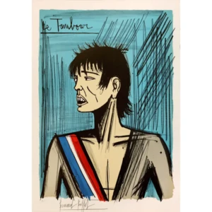 buffet-bernard-1977-la-revolution-francaise-danton-lithographie-14-juillet-art-moderne-expressionisme-figuratif-originale-couleurs-signee-annotee