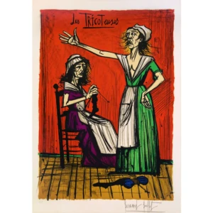 buffet-bernard-1977-la-revolution-francaise-danton-lithographie-14-juillet-art-moderne-expressionisme-figuratif-originale-couleurs-signee-annotee