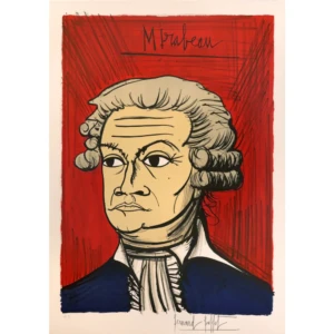 buffet-bernard-1977-la-revolution-francaise-danton-lithographie-14-juillet-art-moderne-expressionisme-figuratif-originale-couleurs-signee-annotee
