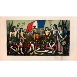 buffet-bernard-1977-la-revolution-francaise-prise-des-tuileries-lithographie-14-juillet-art-moderne-expressionisme-figuratif-originale-couleurs-signee-annotee